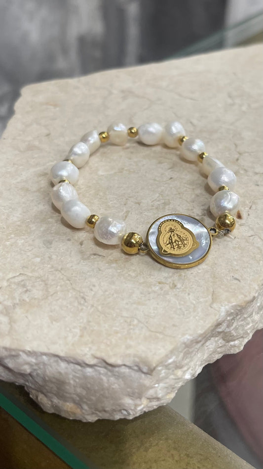 Virgen de Suyapa Pulsera de perlas