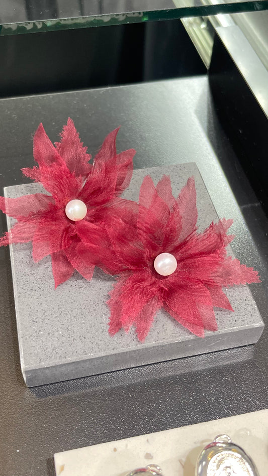 Burgundy and Pearls Stud