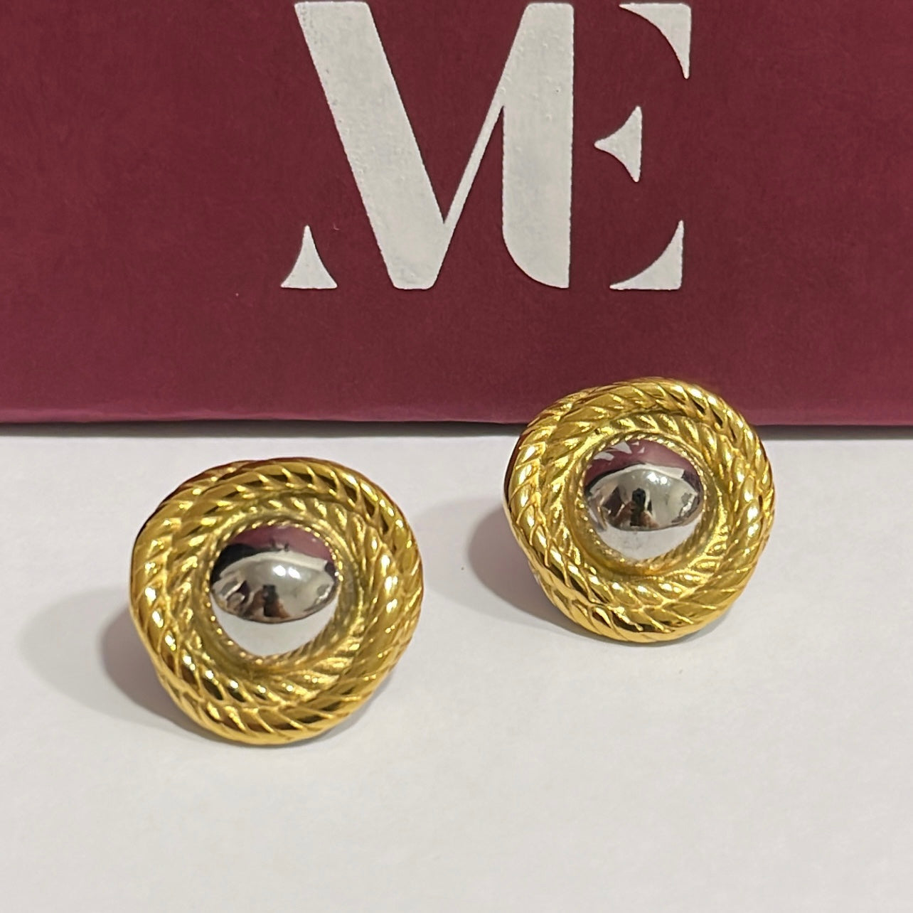 Button Stud Silver & Gold