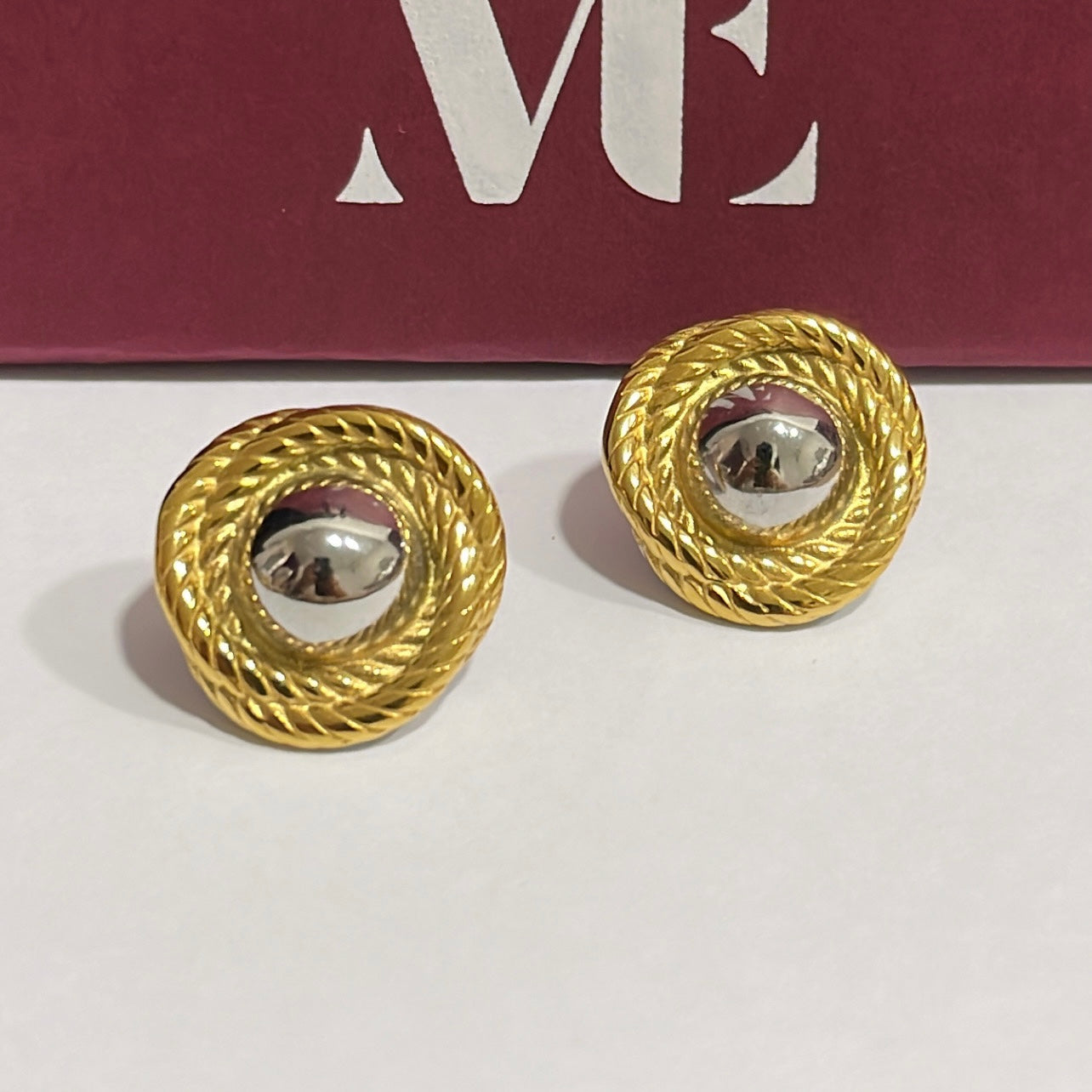 Button Stud Silver & Gold