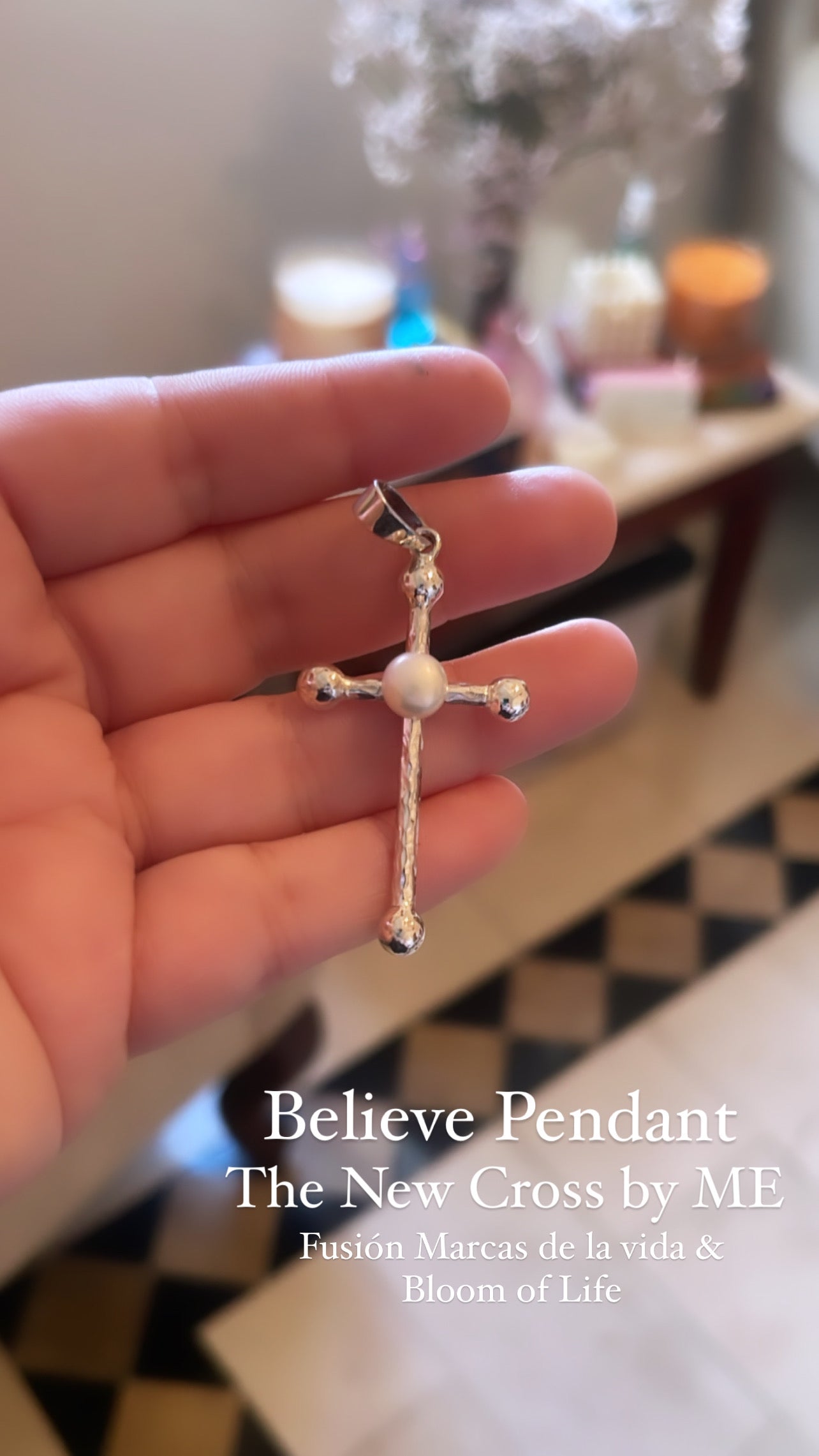 Believe • Silver & Pearl Cross Pendant (Pre Order)