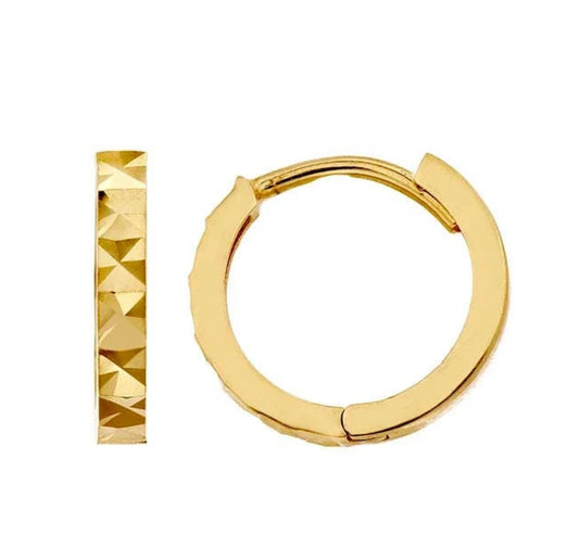 Gold Diamond- Cut Huggies Hoops